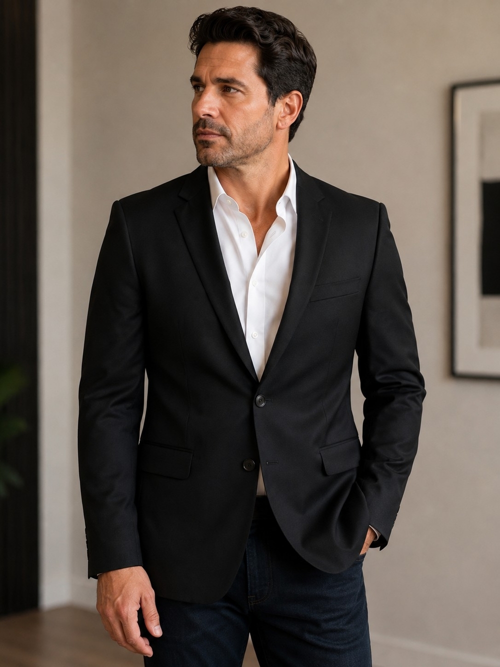 Boss Black Single-Breasted Notch Lapel Sport Coat. Slim Fit. Size 44R